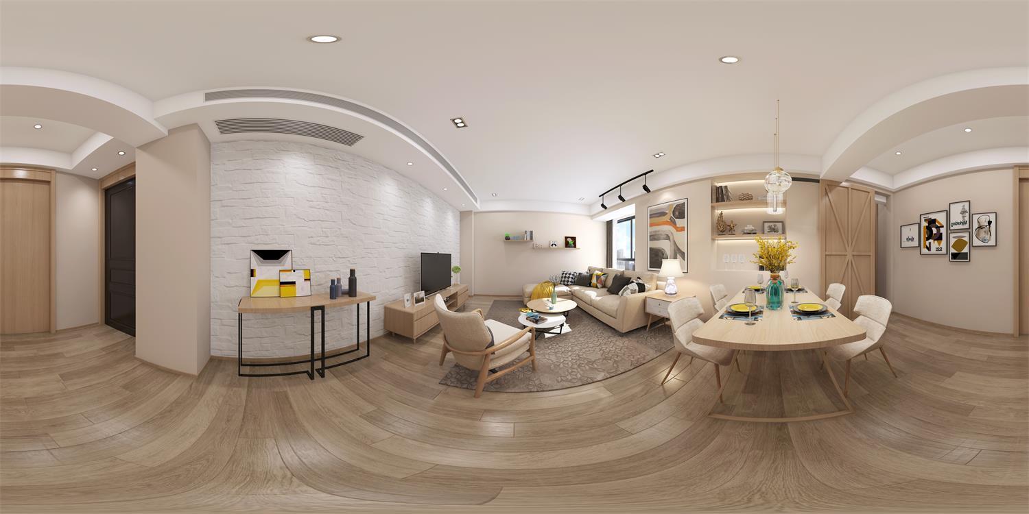 海星家园2-1302现代风客厅全景